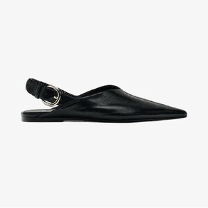 Black Slingback Flats Leather